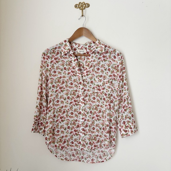 L'AGENCE Tops - L'AGENCE Pink Spring Floral Button Front Top Small Cottagecore